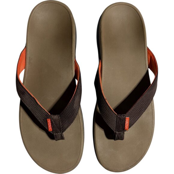 Vionic Mislander Mens Flip Flops Dark Brown Size 12 Comfort Sandals EU45 Slip-On